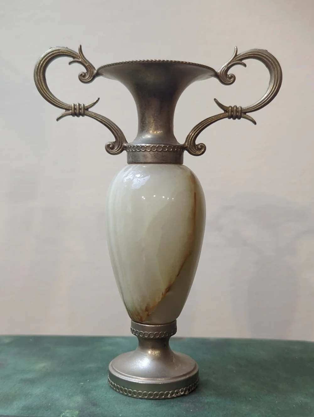 Vintage Italian Onyx And Metal Bud Vase